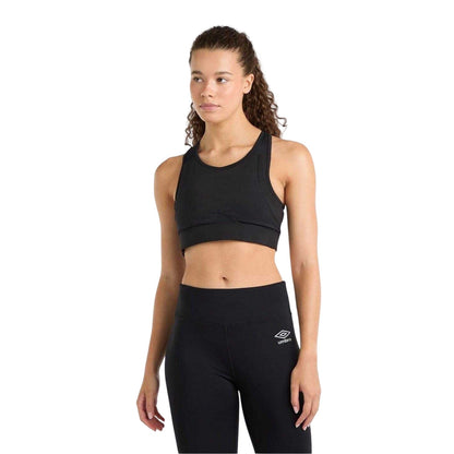 Black - Side - Umbro Womens-Ladies Pro Cropped Training Sports Bra