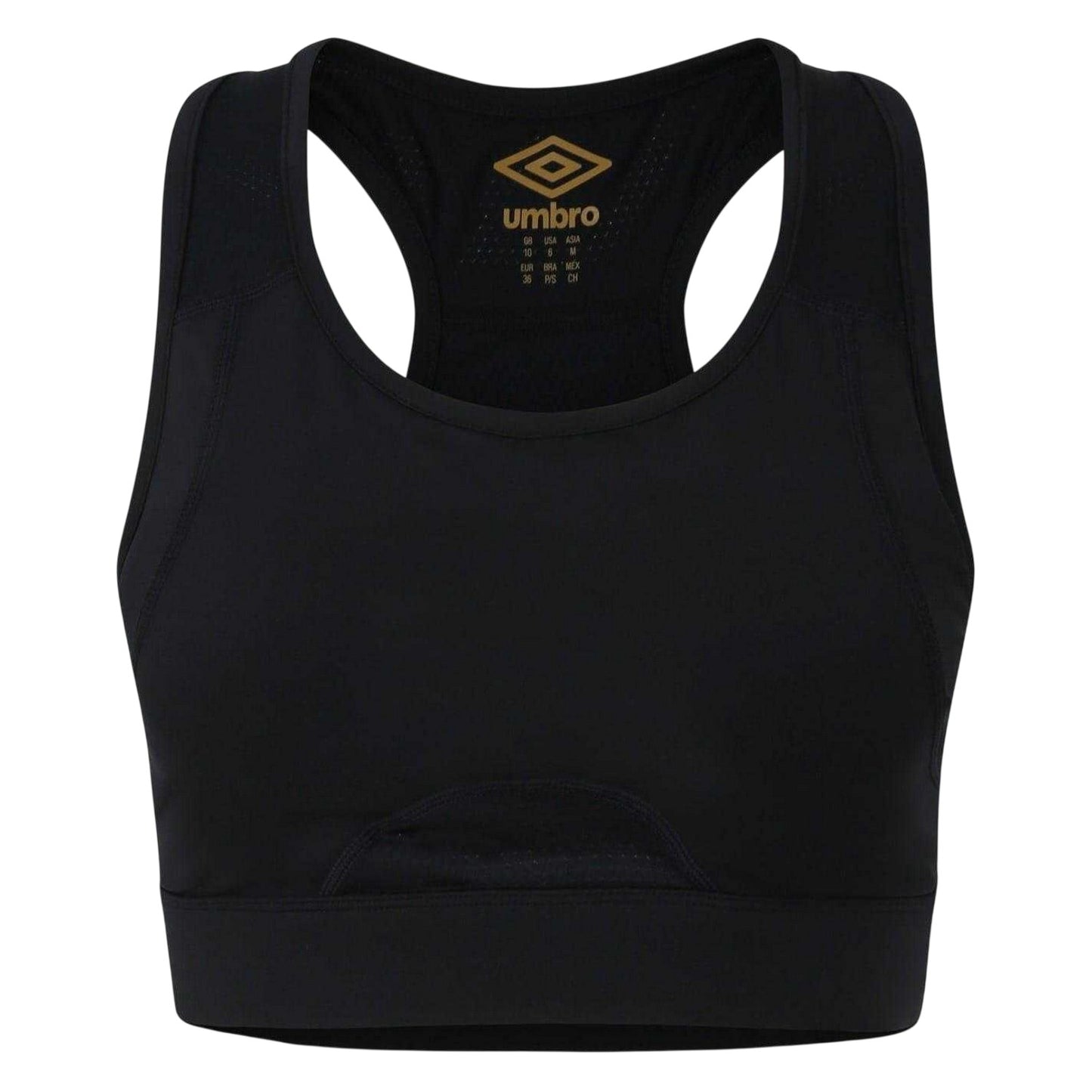Black - Front - Umbro Womens-Ladies Pro Cropped Training Sports Bra