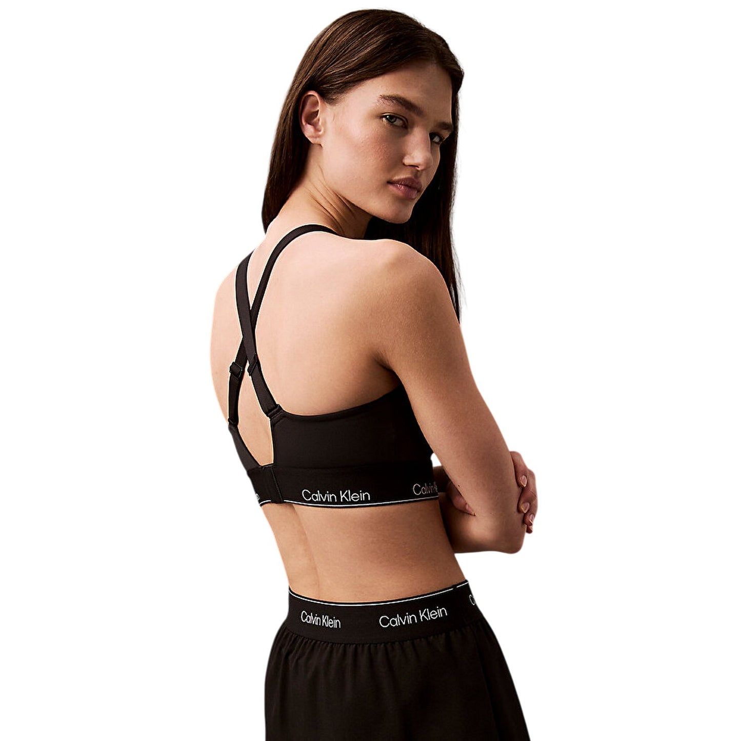 Black - Back - Calvin Klein Womens-Ladies Compression Sports Bra