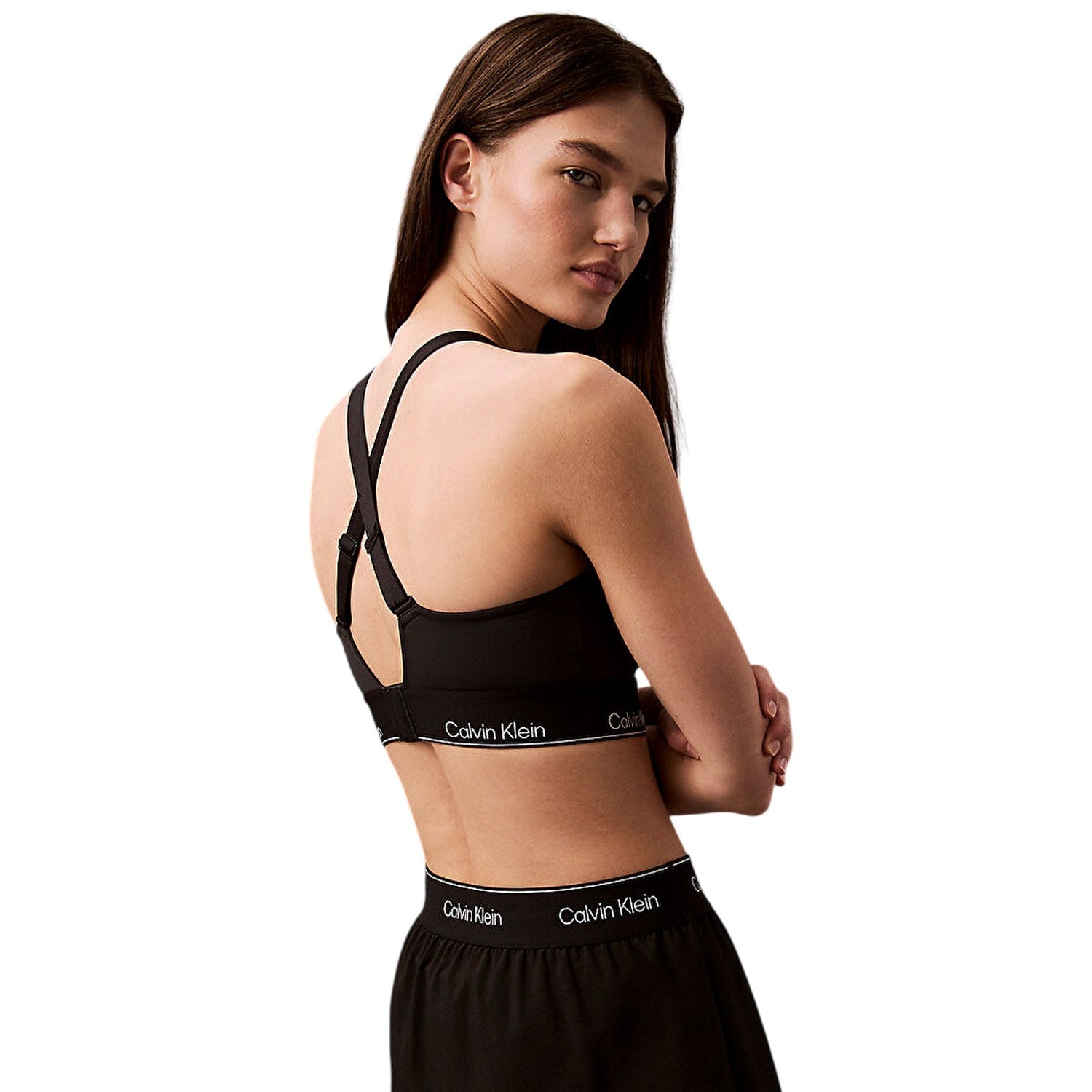 Black - Back - Calvin Klein Womens-Ladies Compression Sports Bra
