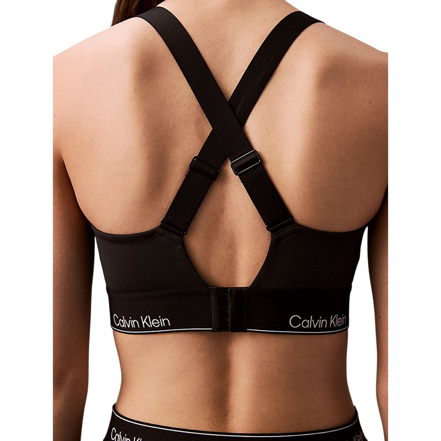 Black - Side - Calvin Klein Womens-Ladies Compression Sports Bra