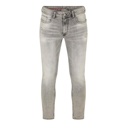 Black-Grey-Denim - Front - Diesel Mens Denim 5 Pockets Straight Leg Jeans