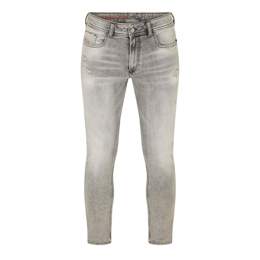 Black-Grey-Denim - Front - Diesel Mens Denim 5 Pockets Straight Leg Jeans