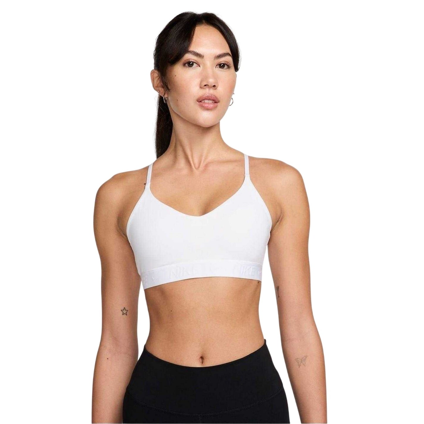 White - Front - Nike Womens-Ladies Indy Light Support Sports Bra