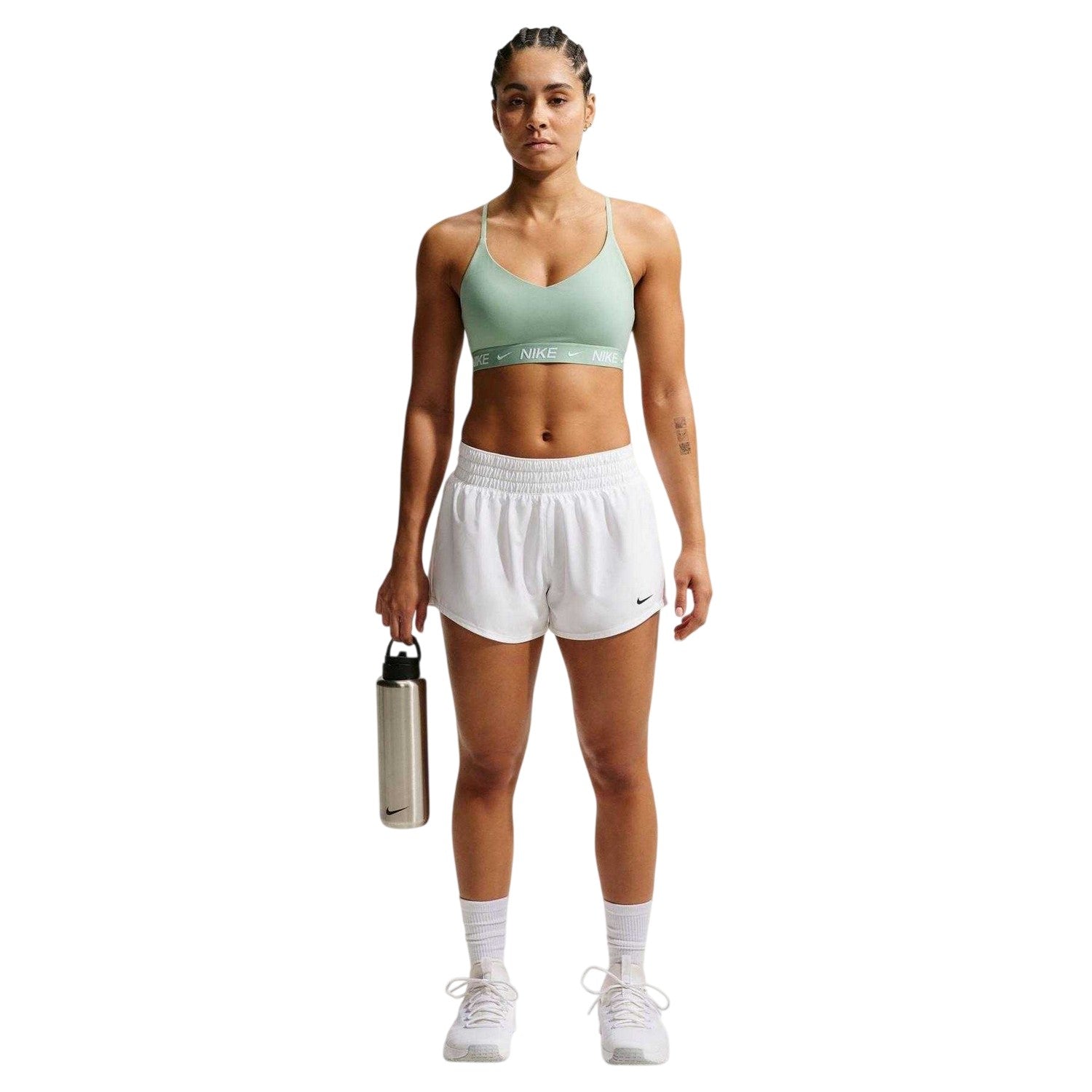 Green - Side - Nike Womens-Ladies Indy Light Support Sports Bra