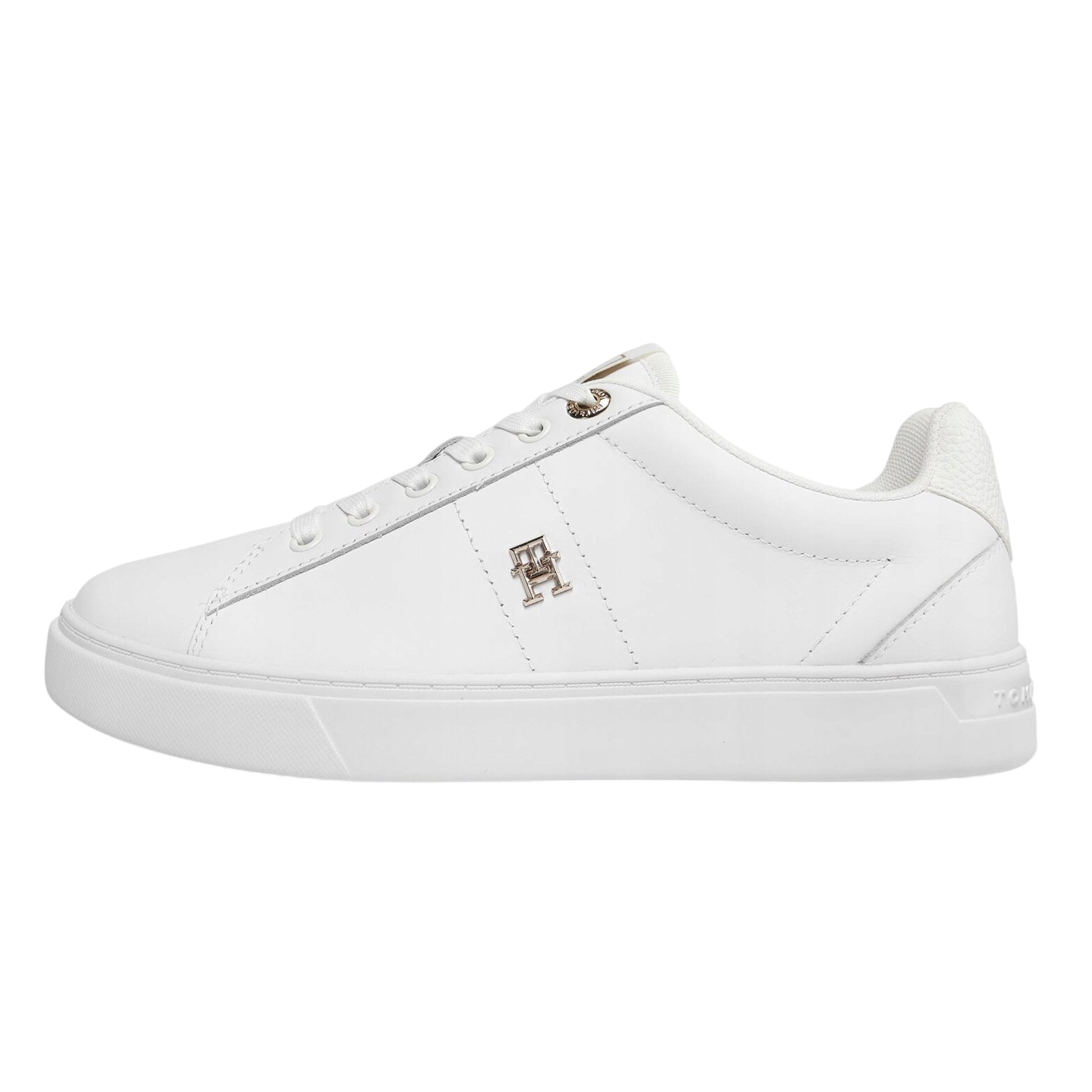 White - Back - Tommy Hilfiger Womens-Ladies Flat Court Trainers