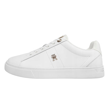 White - Back - Tommy Hilfiger Womens-Ladies Flat Court Trainers
