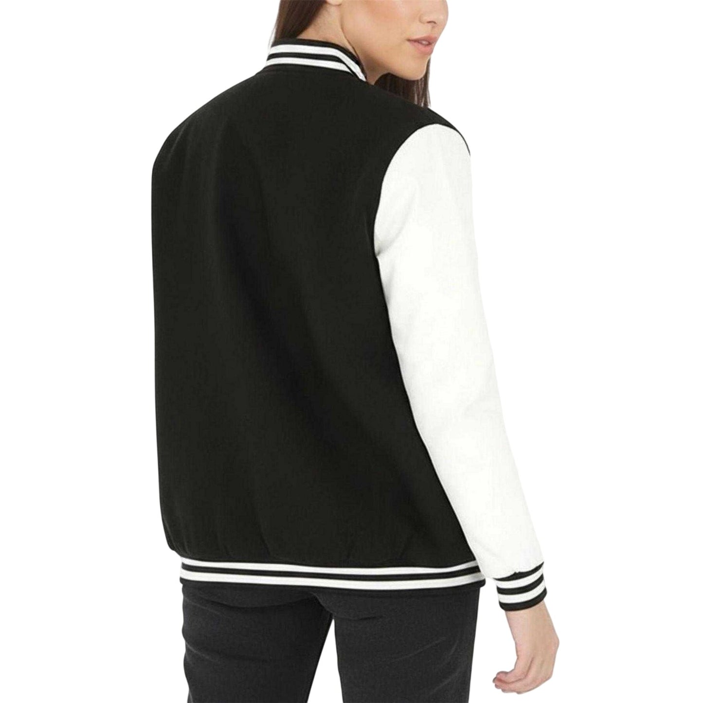 Black-White - Back - Brave Soul Womens-Ladies Badge Oversized Varsity Jacket