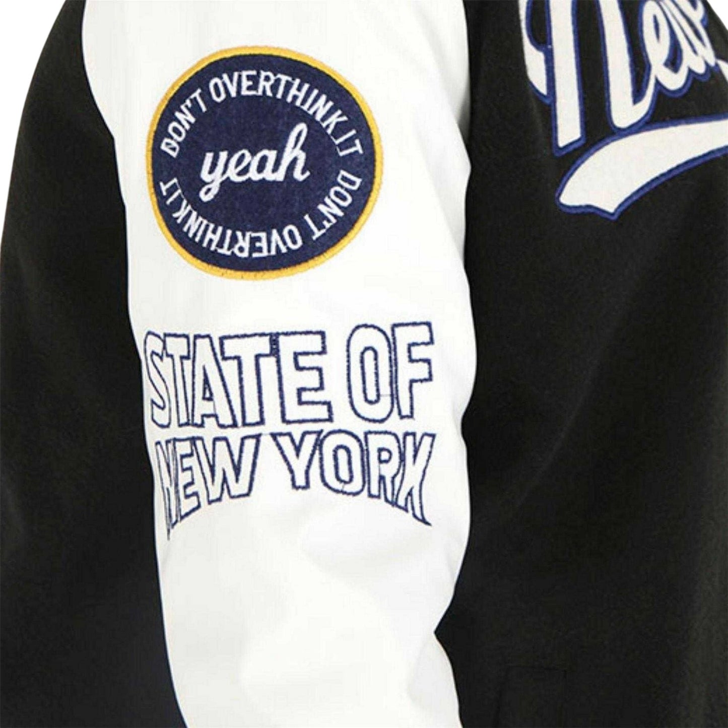 Black-White - Side - Brave Soul Womens-Ladies Badge Oversized Varsity Jacket