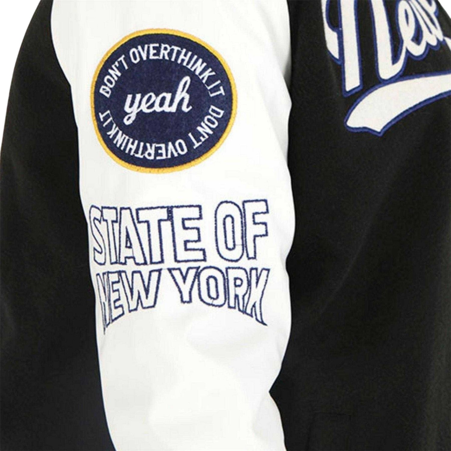 Black-White - Side - Brave Soul Womens-Ladies Badge Oversized Varsity Jacket