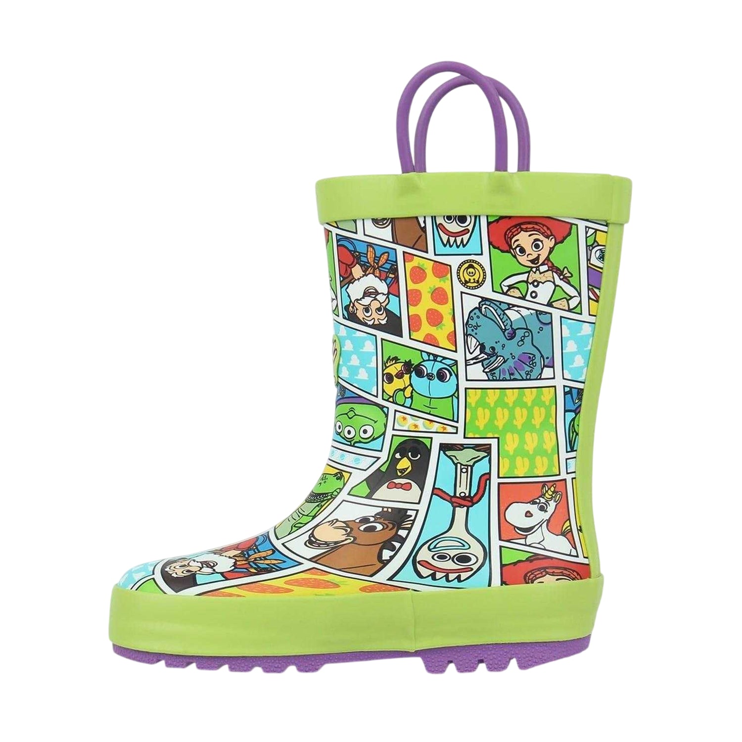 Green - Side - Toy Story Childrens-Kids Comic Strip Wellington Boots
