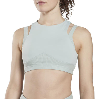 Blue - Side - Reebok Womens-Ladies Studio Layered Sports Bra