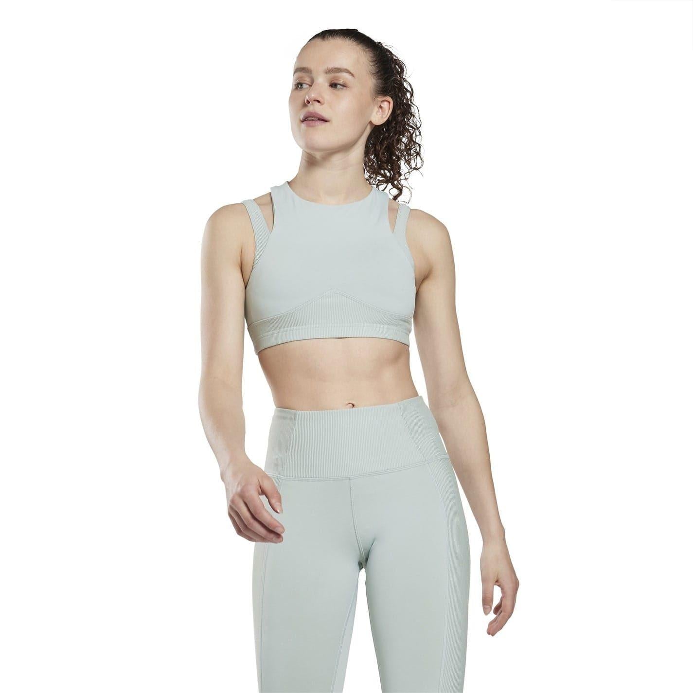 Blue - Lifestyle - Reebok Womens-Ladies Studio Layered Sports Bra