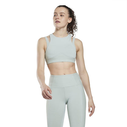 Blue - Lifestyle - Reebok Womens-Ladies Studio Layered Sports Bra
