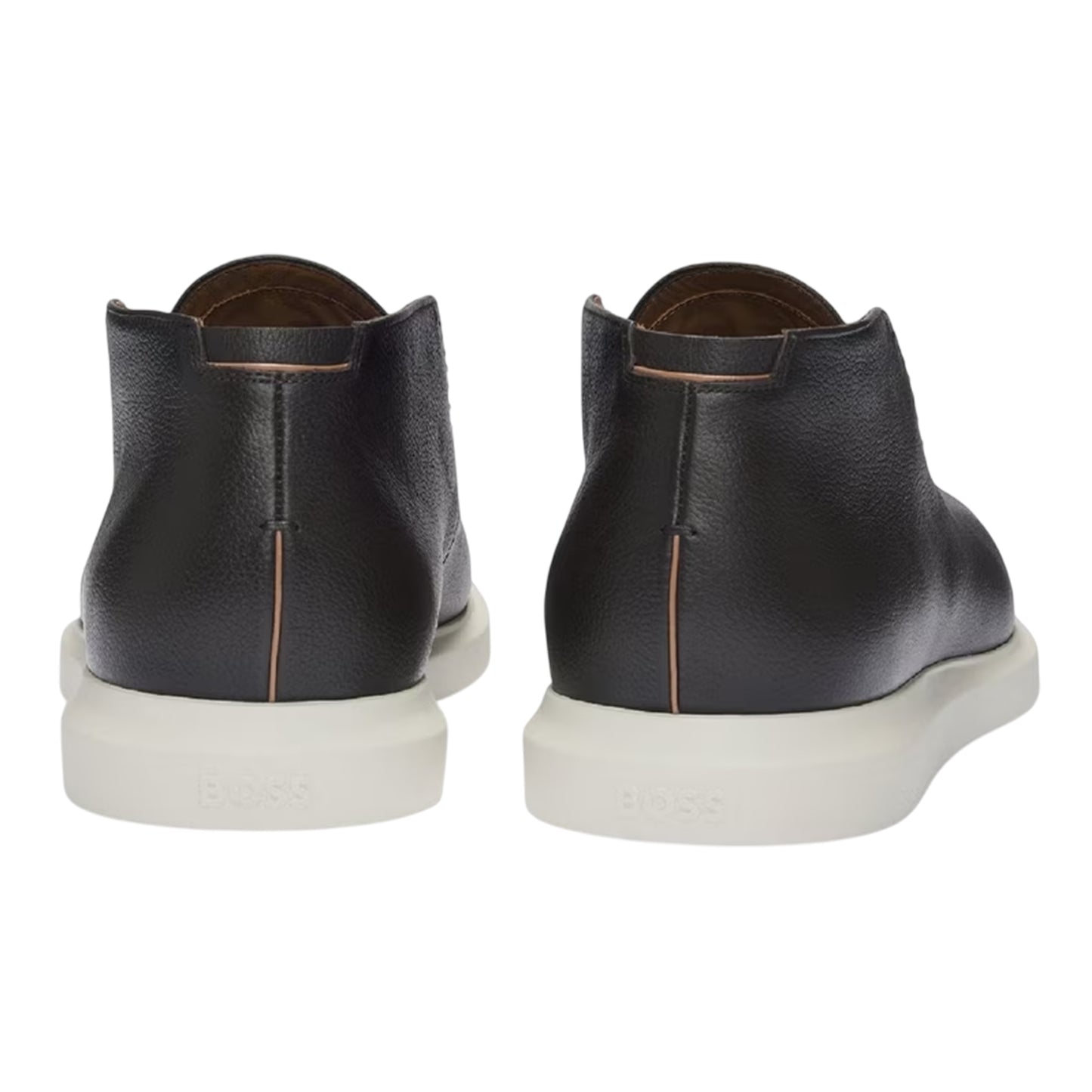 Dark Brown - Back - Boss Mens Randy Leather High Top Trainers
