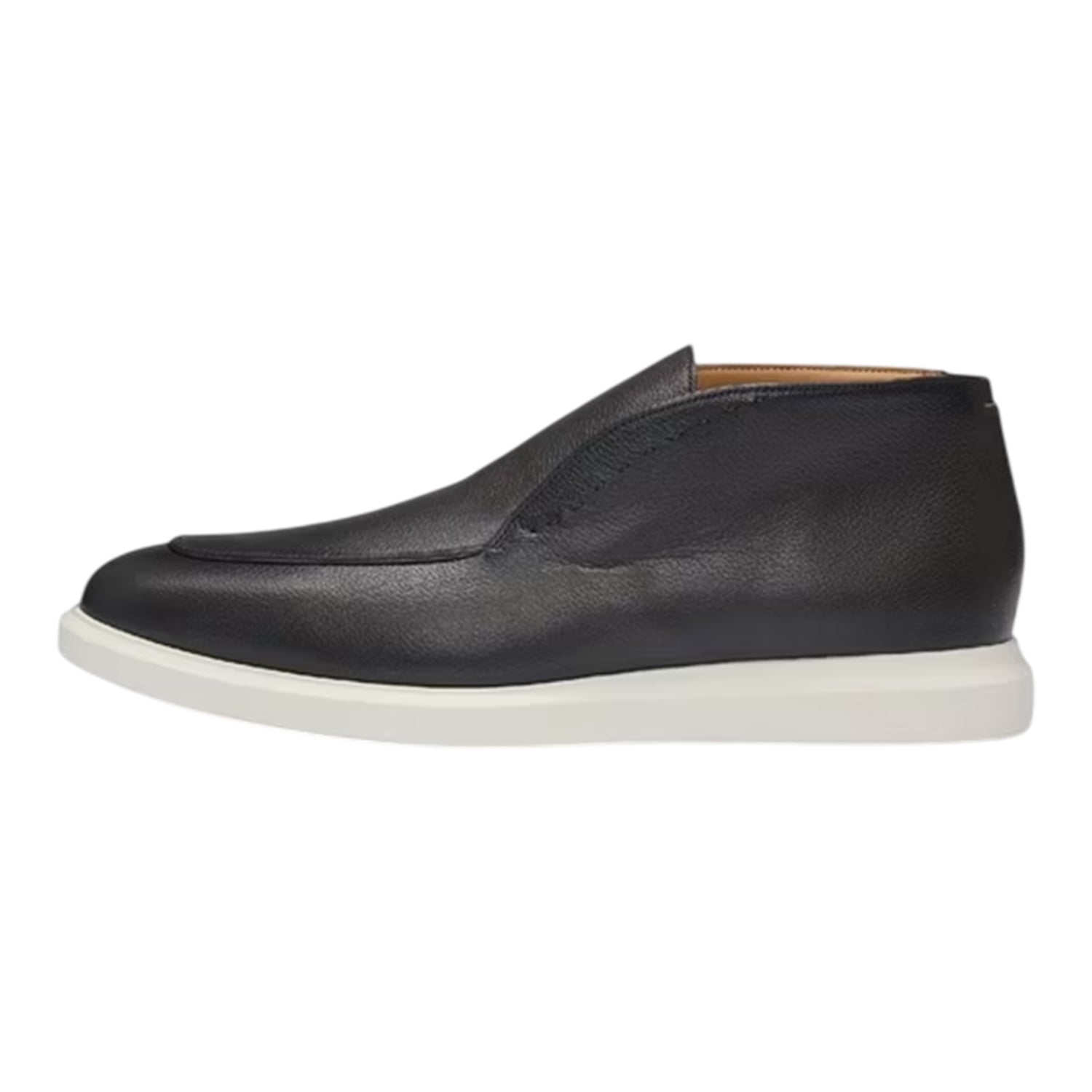 Dark Brown - Side - Boss Mens Randy Leather High Top Trainers