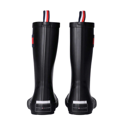 Black - Back - Tommy Hilfiger Childrens-Kids Waterproof Rain Boots