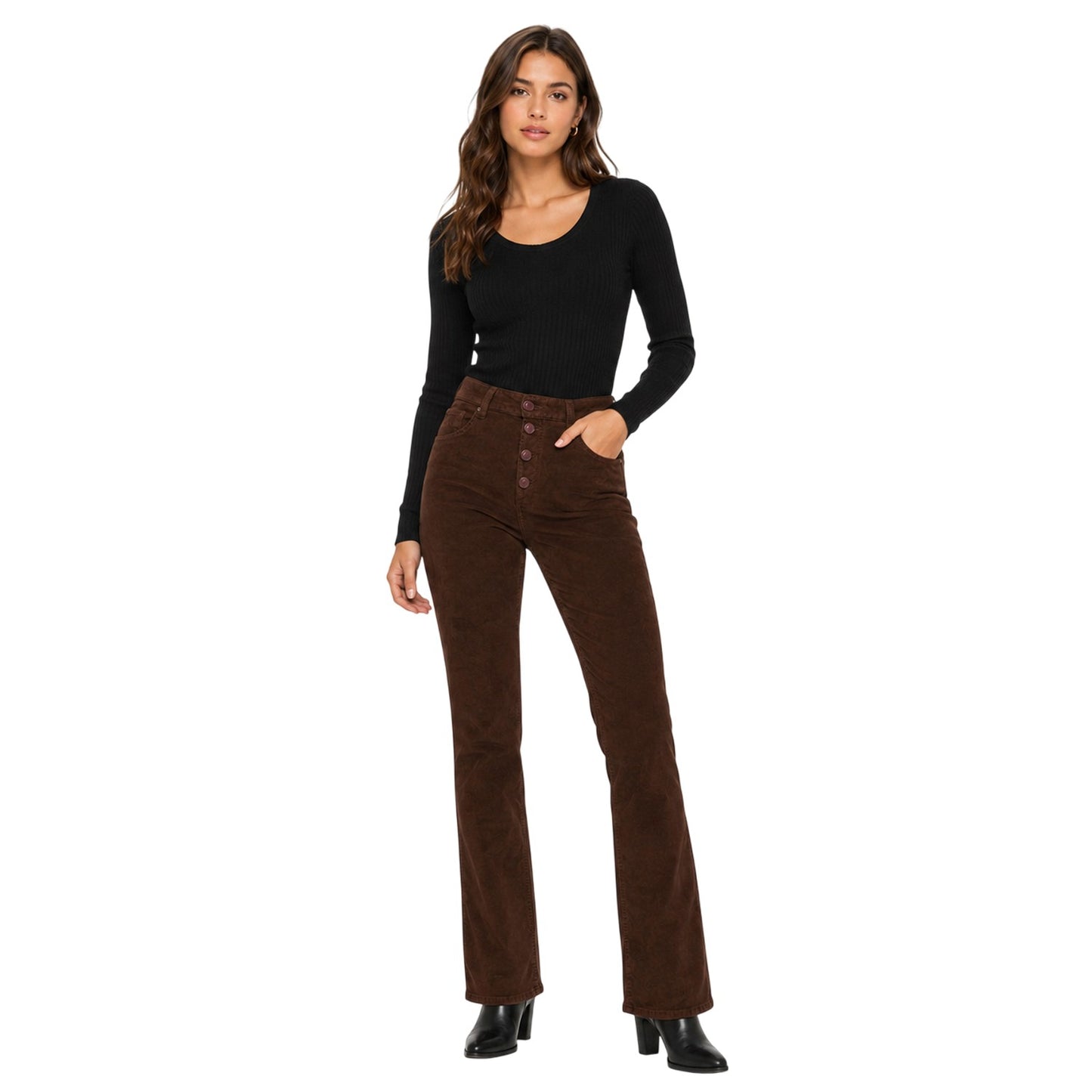 Brown - Side - Replay Womens-Ladies Slim Jeans