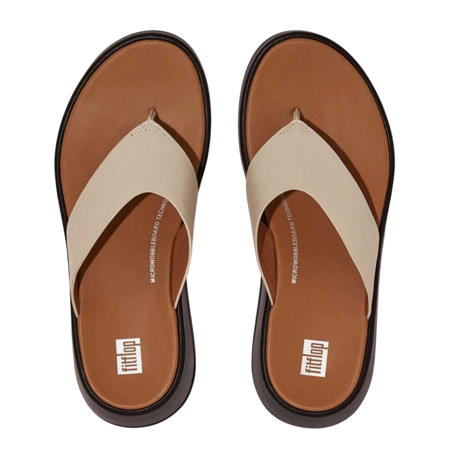 Beige - Side - FitFlop Womens-Ladies F-Mode Luxe Leather Flatform Sandals