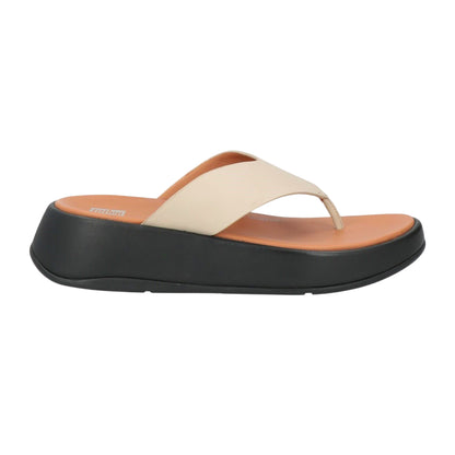 Beige - Front - FitFlop Womens-Ladies F-Mode Luxe Leather Flatform Sandals