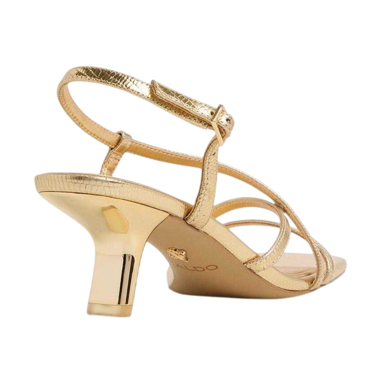 Gold - Back - Aldo Womens-Ladies Lendacan Strappy Kitten Heel Sandals