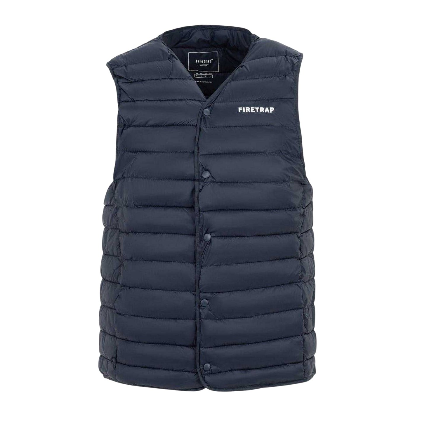 Navy - Front - Firetrap Mens Logo Quilted Gilet