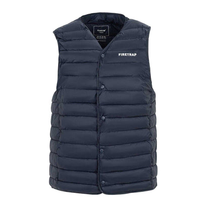 Navy - Front - Firetrap Mens Logo Quilted Gilet