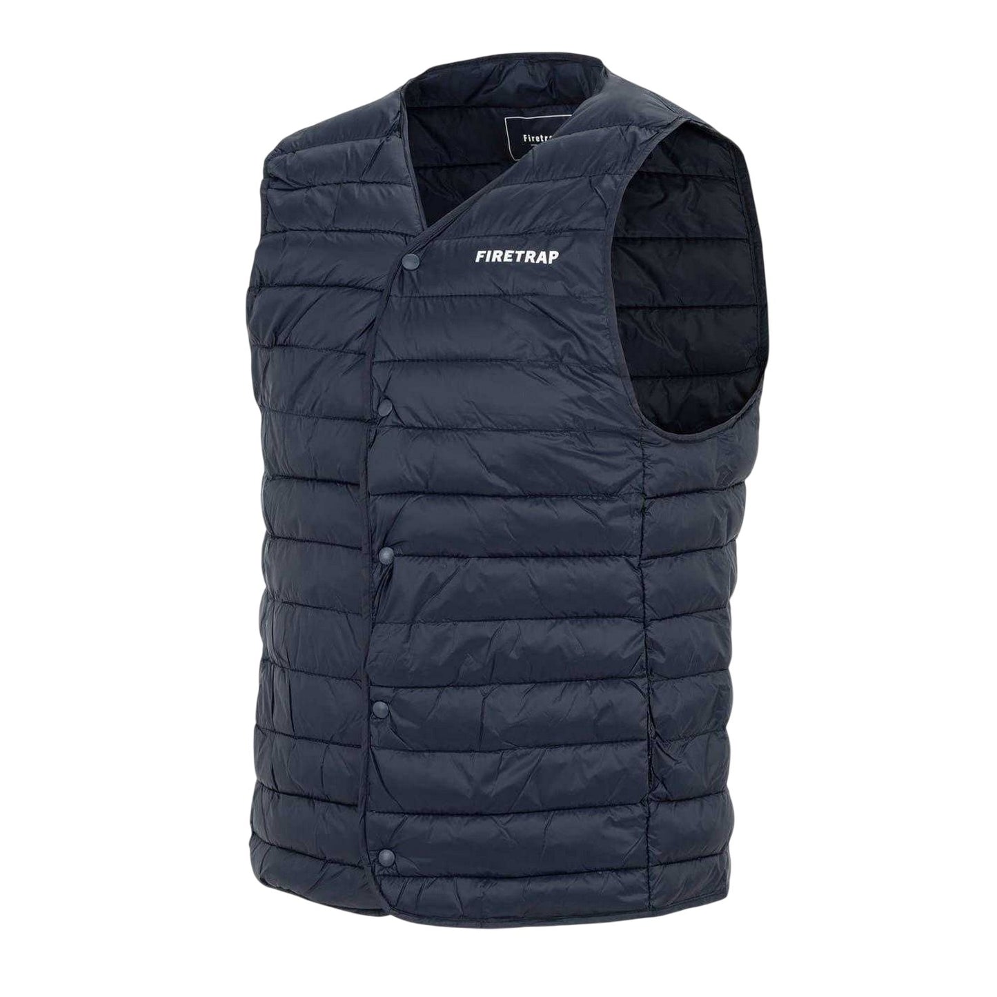 Navy - Side - Firetrap Mens Logo Quilted Gilet