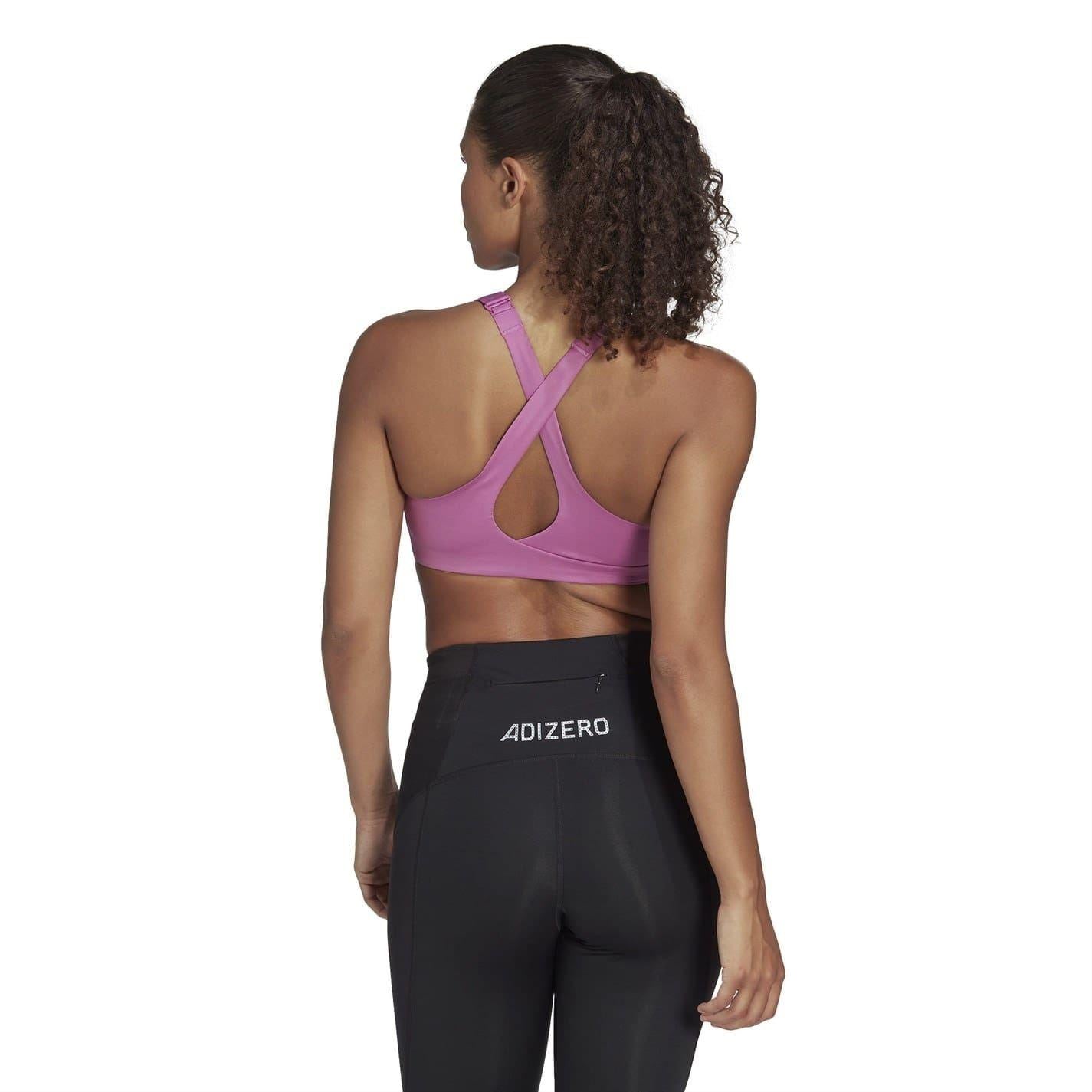 Pink - Side - Adidas Womens-Ladies FastImpact Luxe Sports Bra