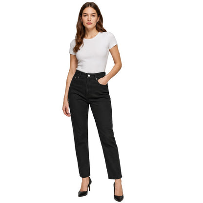 Black - Side - Boss Womens-Ladies Denim Cropped Straight Jeans