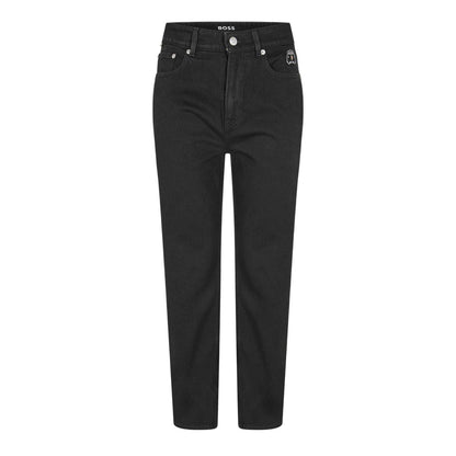 Black - Front - Boss Womens-Ladies Denim Cropped Straight Jeans