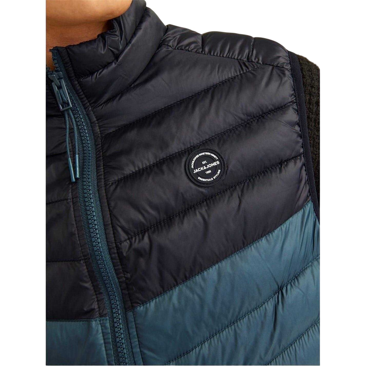 Forest Green - Side - Jack And Jones Mens Sprint Colour Block Logo Gilet