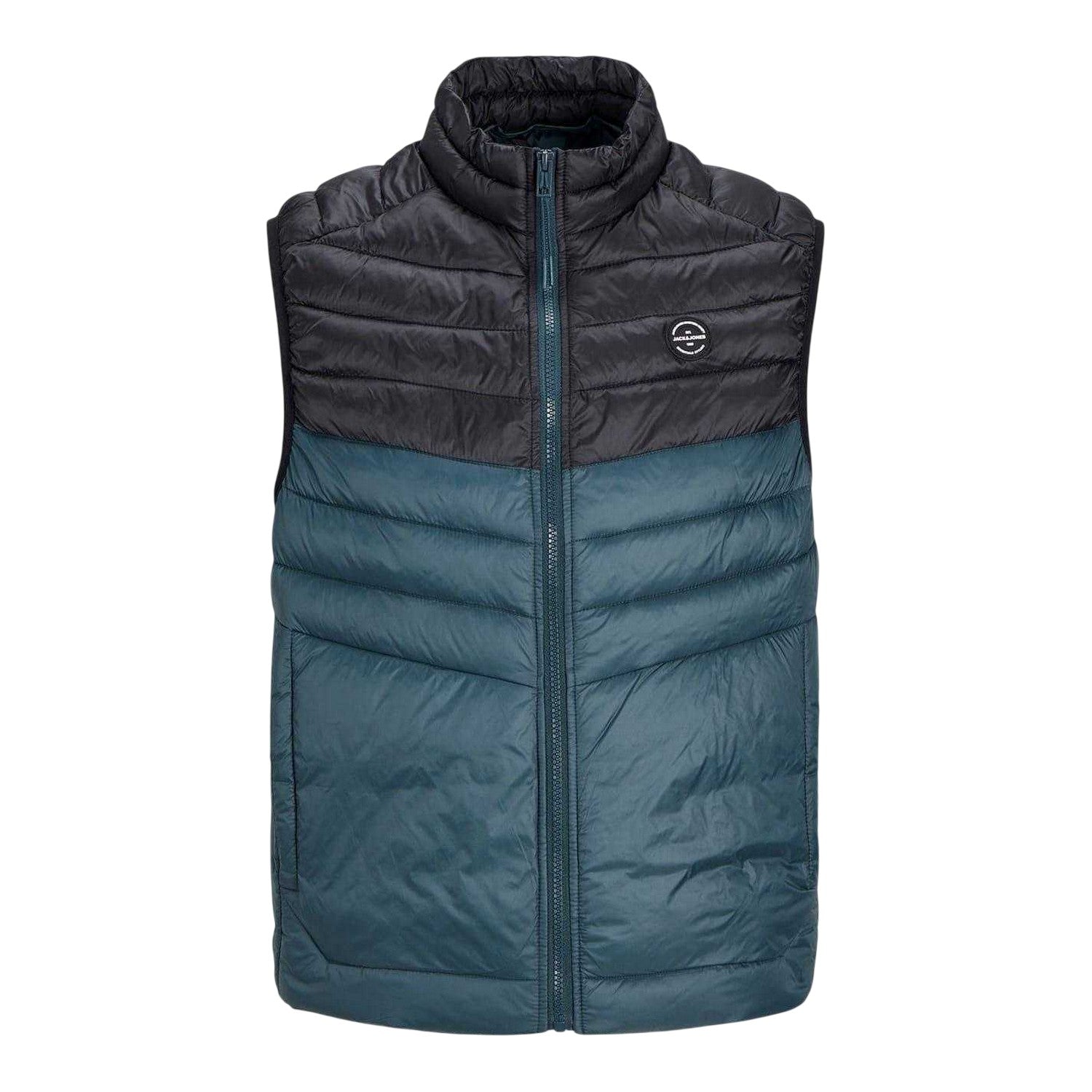 Forest Green - Front - Jack And Jones Mens Sprint Colour Block Logo Gilet