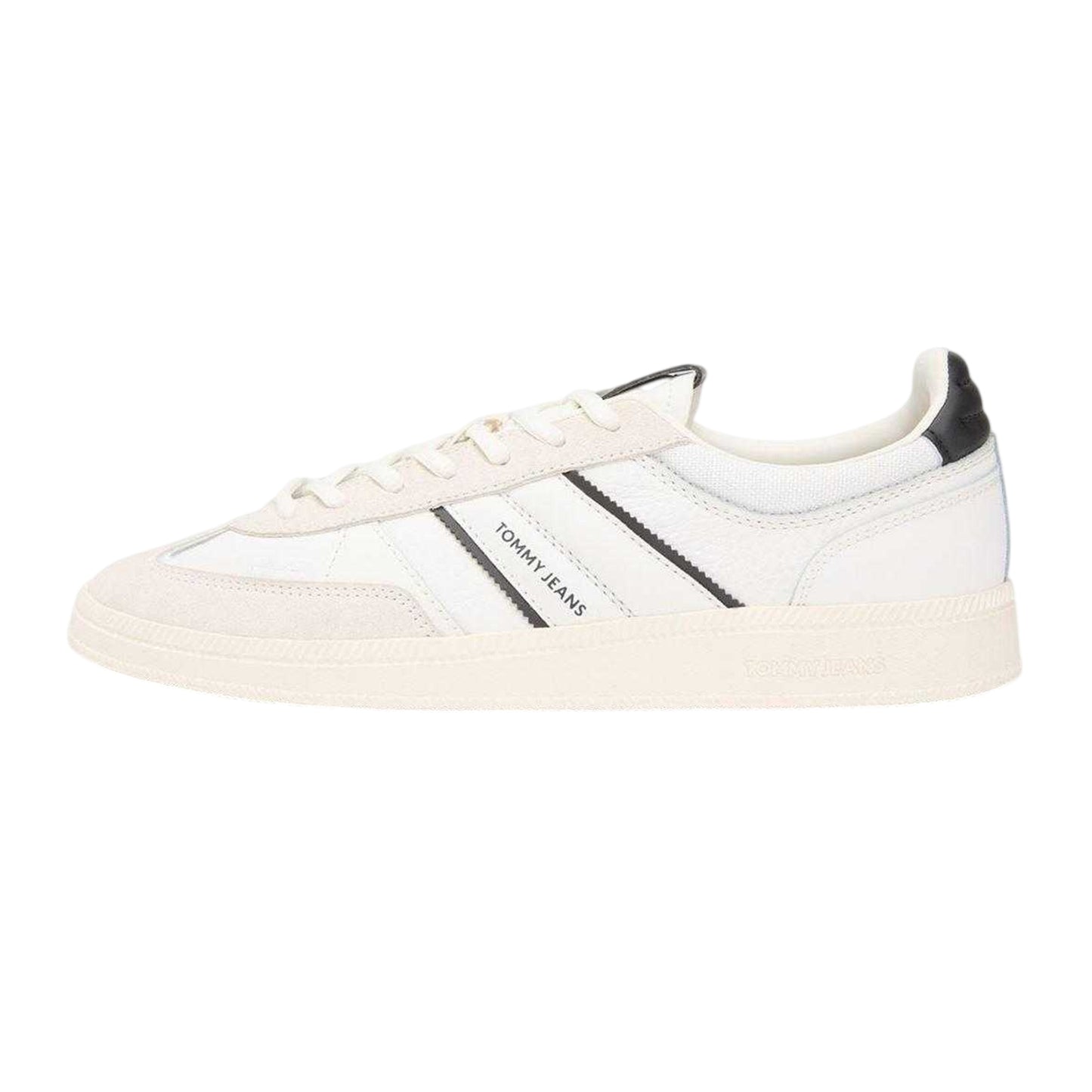 Black-White - Side - Tommy Jeans Mens Greenwich Leather Trainers