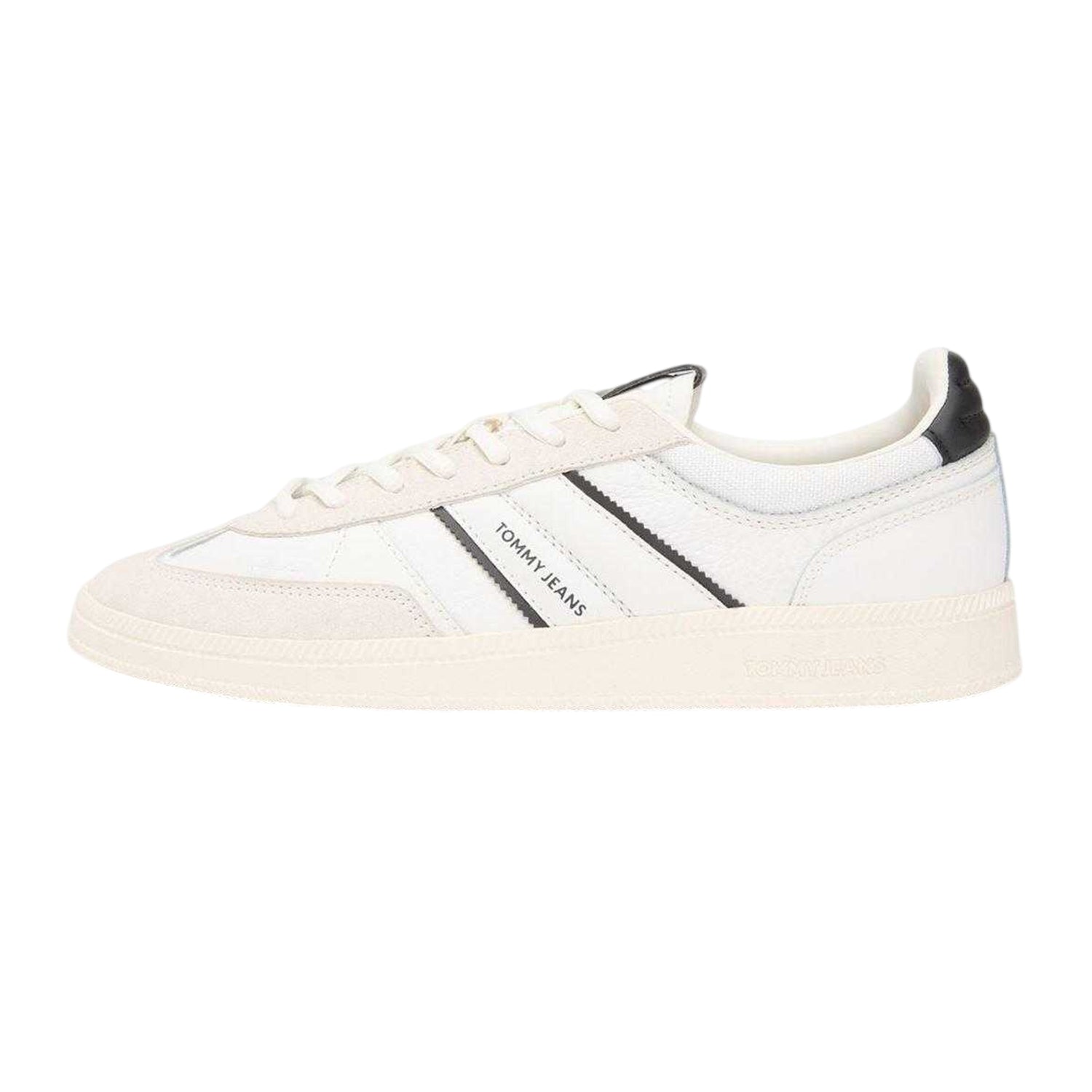 Black-White - Side - Tommy Jeans Mens Greenwich Leather Trainers