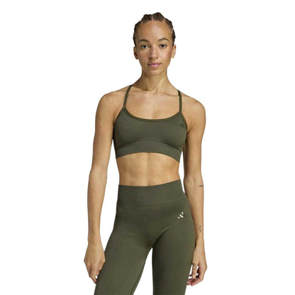 Khaki - Side - Adidas Womens-Ladies Essential Sports Bra