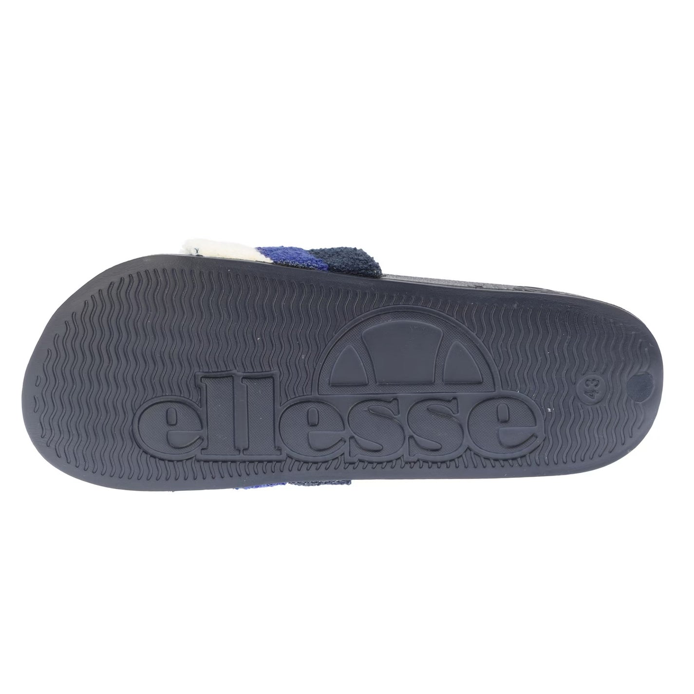 Navy-Blue - Back - Ellesse Mens Triple Stripe Terrycloth Open Toe Slides