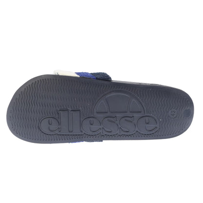 Navy-Blue - Back - Ellesse Mens Triple Stripe Terrycloth Open Toe Slides