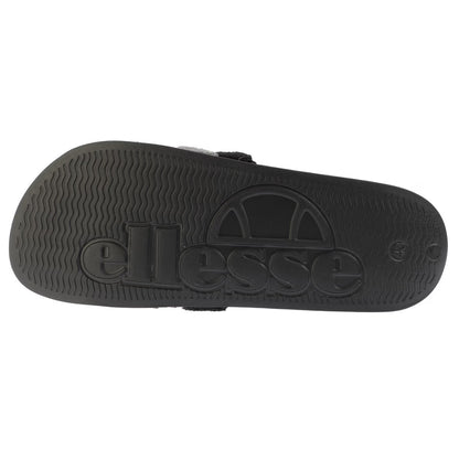 Black-Grey - Back - Ellesse Mens Triple Stripe Terrycloth Open Toe Slides