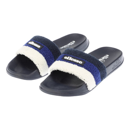 Navy-Blue - Pack Shot - Ellesse Mens Triple Stripe Terrycloth Open Toe Slides