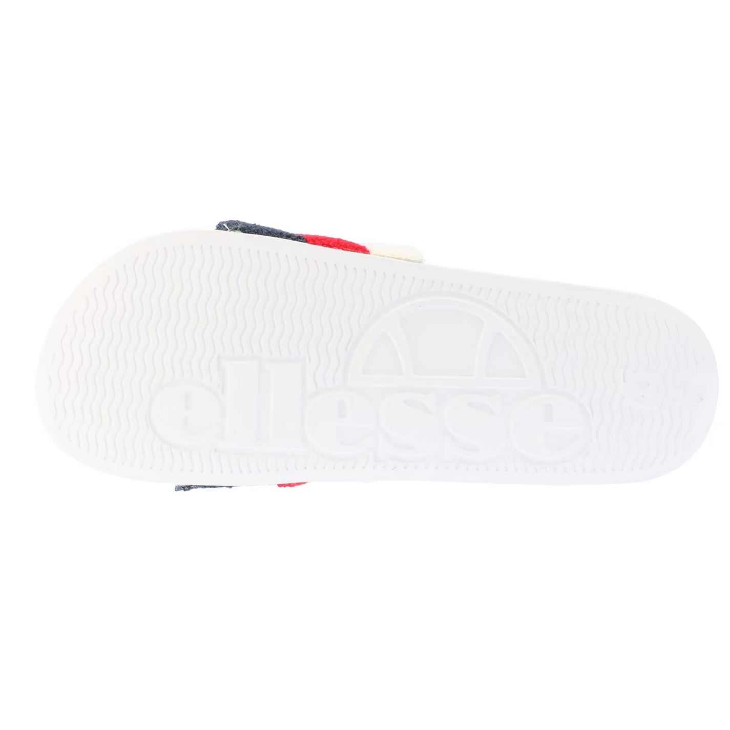 White-Red - Back - Ellesse Mens Triple Stripe Terrycloth Open Toe Slides