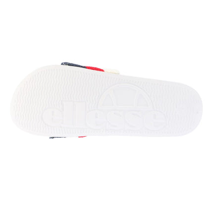 White-Red - Back - Ellesse Mens Triple Stripe Terrycloth Open Toe Slides
