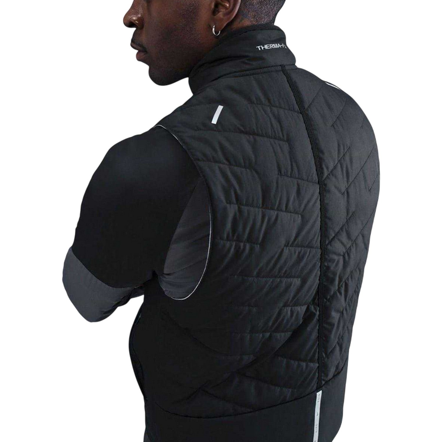 Black-Red - Side - Nike Mens City Side Quilted Gilet