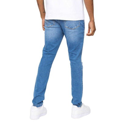 Washed Blue - Back - SikSilk Mens Roke Skinny Jeans