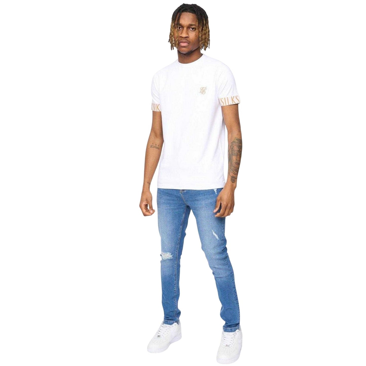 Washed Blue - Lifestyle - SikSilk Mens Roke Skinny Jeans