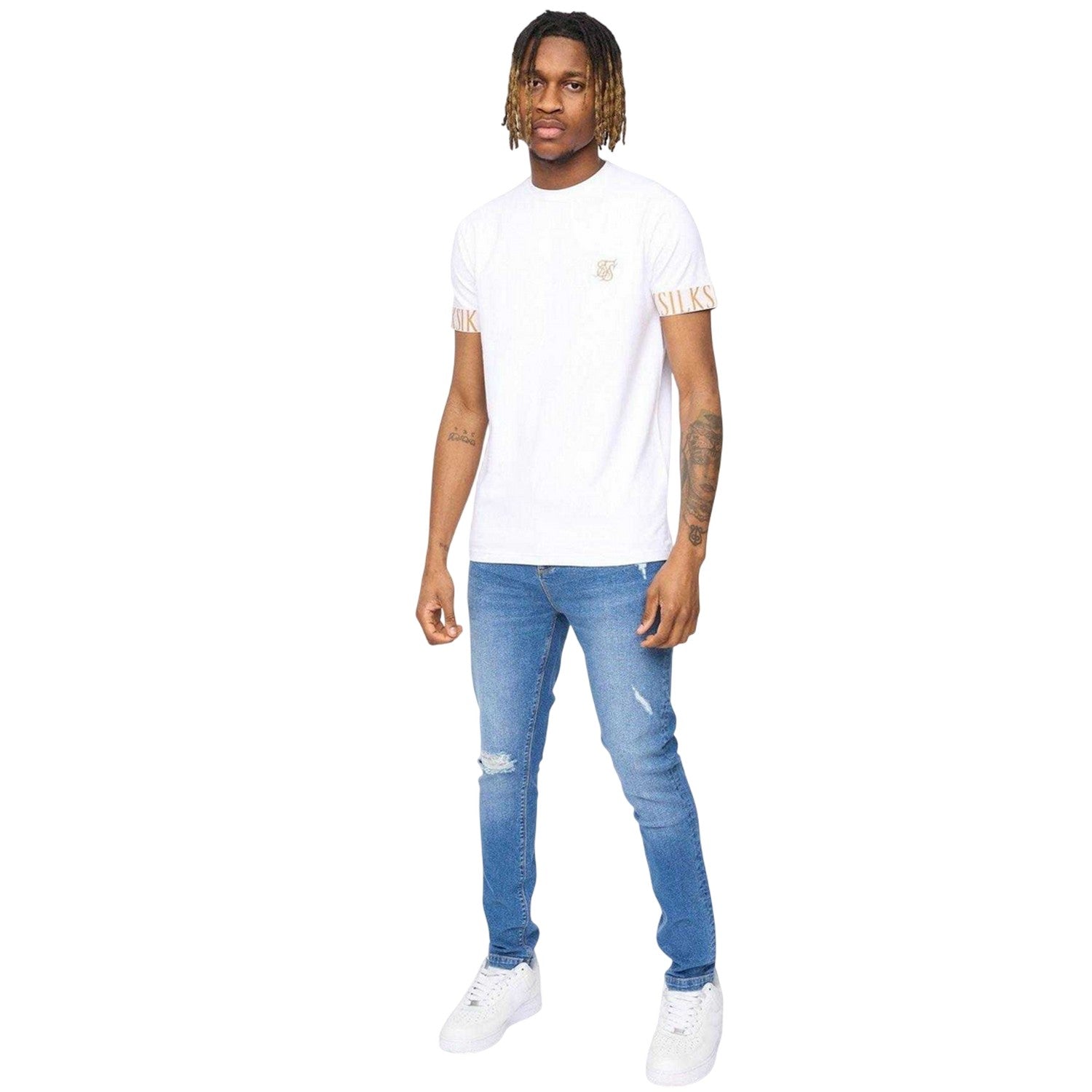 Washed Blue - Lifestyle - SikSilk Mens Roke Skinny Jeans