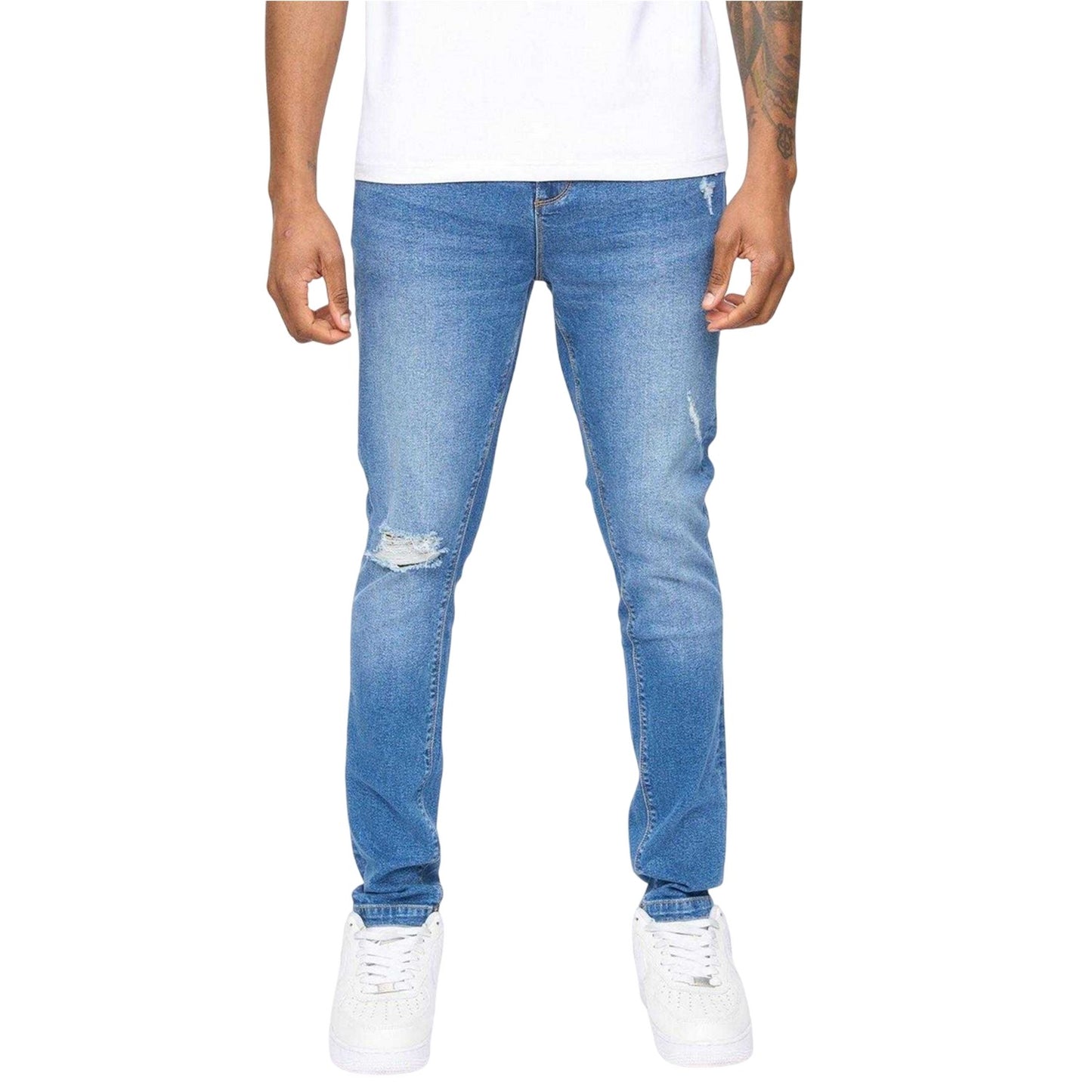 Washed Blue - Front - SikSilk Mens Roke Skinny Jeans