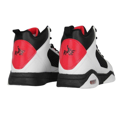 White-Black-Red - Back - Rise Mens Basketball Shoes