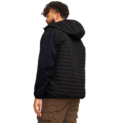 Black - Back - Jack And Jones Mens Quilted Plus Long-Sleeved Hybrid Jacket