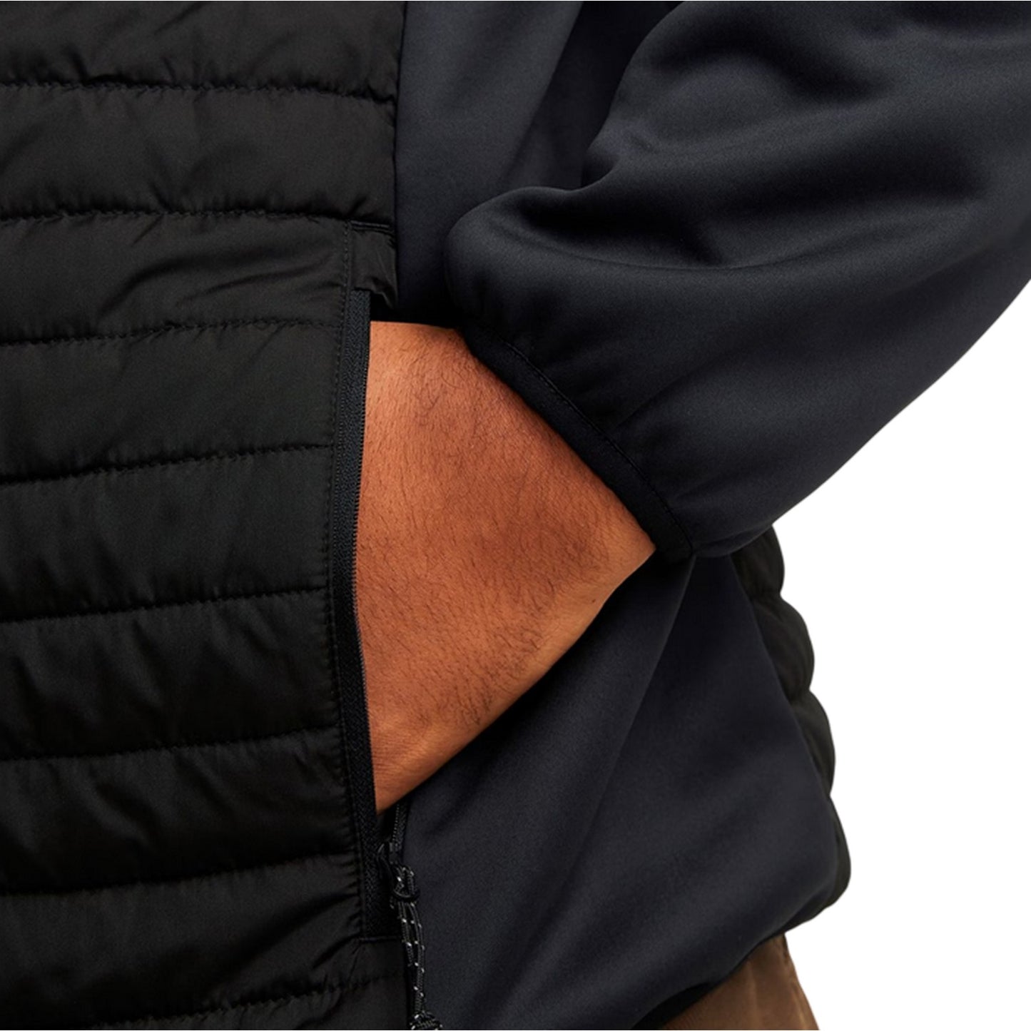 Black - Pack Shot - Jack And Jones Mens Quilted Plus Long-Sleeved Hybrid Jacket